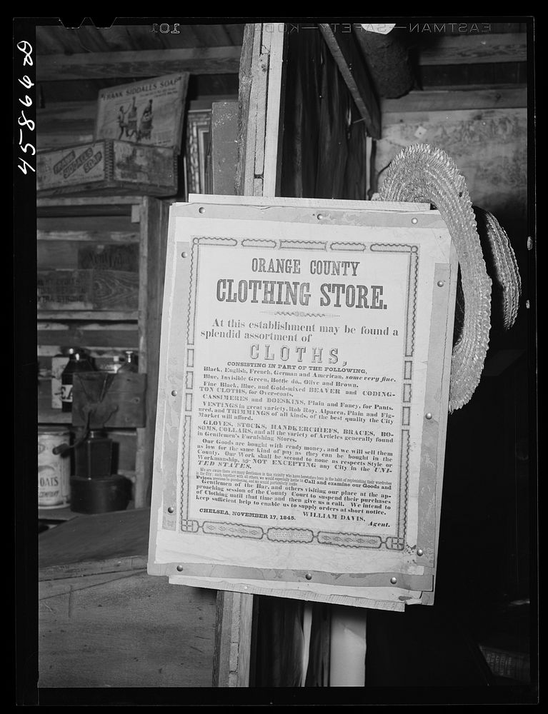 [Untitled photo, possibly related to: Sign in the antique building at the World's Fair at Tunbridge, Vermont]. Sourced from…