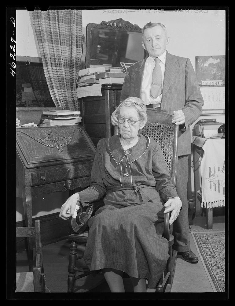 Greensboro, Greene County, Georgia. Dr. and Mrs. T.B. Rice in their home. Dr. Rice is president of the Greensboro Bank and…