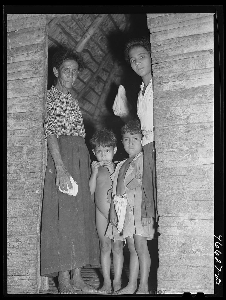 Manati, Puerto Rico (vicinity). Family of a farm laborer living on land which FSA (Farm Security Administration) is buying…