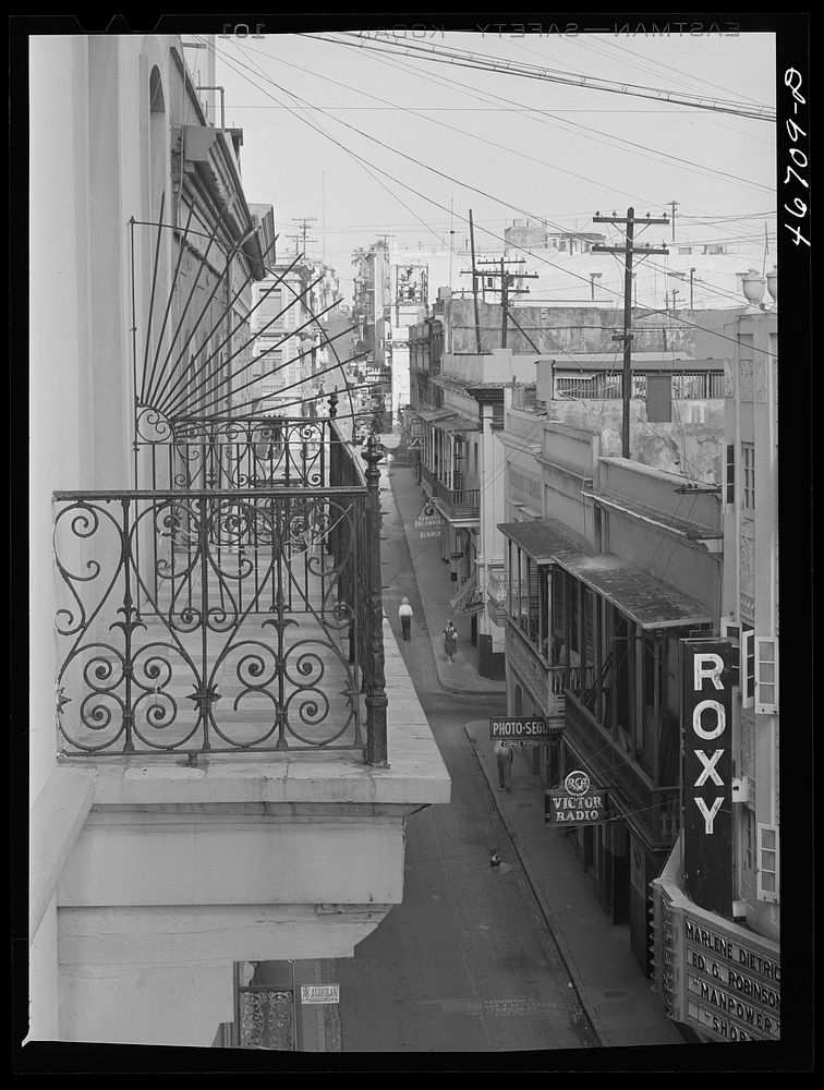 [Untitled photo, possibly related to: San Juan, Puerto Rico. A street in the shopping district]. Sourced from the Library of…