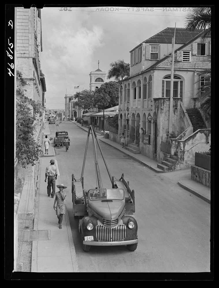 Christiansted, Saint Croix Island, Virgin Islands. Along the main street. Sourced from the Library of Congress.