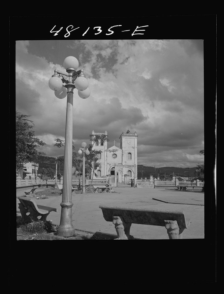San Sebastian, Puerto Rico. The plaza and cathedral. Sourced from the Library of Congress.