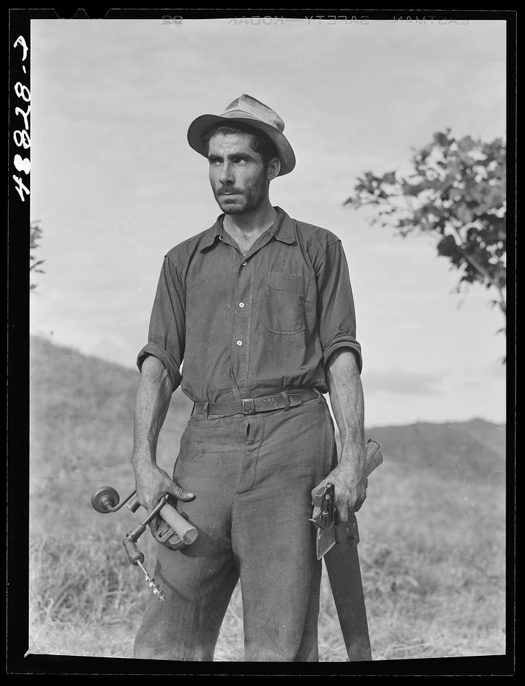 Caguas, Puerto Rico (vicinity). Farm laborer who also does odd carpentry jobs for people in his neighborhood. Sourced from…