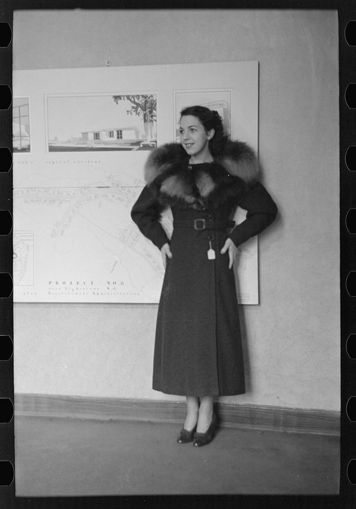 [Untitled photo, possibly related to: Mannequin modeling coat, made at the Jersey Homesteads garment factory, at the…