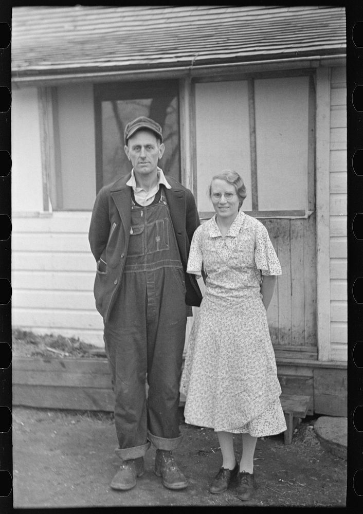 [Untitled photo, possibly related to: Mr. & Mrs. Austin Fretty on their farm near Armstrong, Iowa. The land is rented from a…