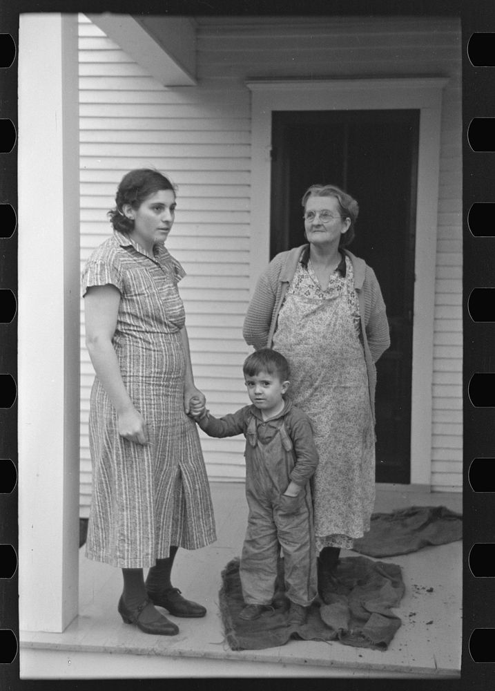 [Untitled photo, possibly related to: Mrs. Theodore F. Frank, wife of a formerly prosperous farm owner. The farm is now…