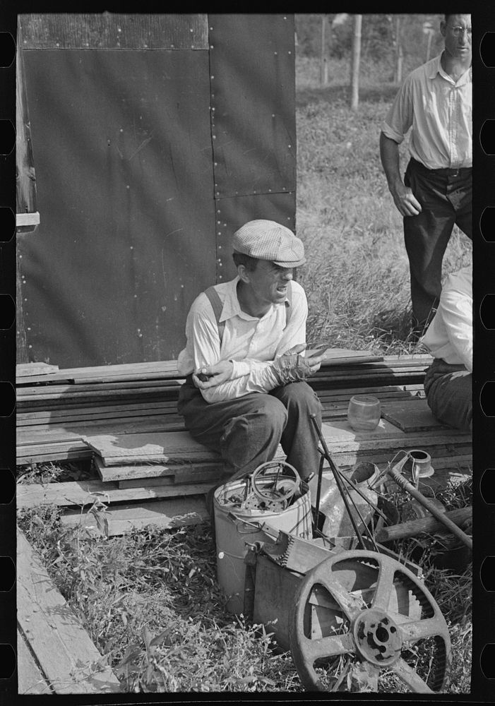 Man at auction sale, Sparlin farm, Orth, Minnesota by Russell Lee
