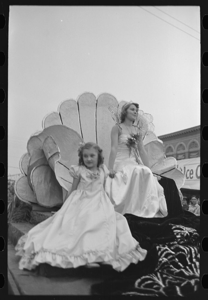 [Untitled photo, possibly related to: Queen and attendant on float, National Rice Festival, Crowley, Louisiana] by Russell…