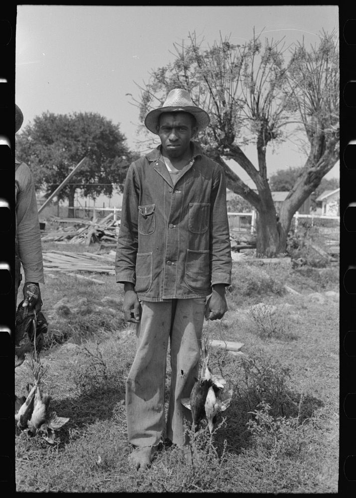 [Untitled photo, possibly related to:  laborers employed by Joseph La Blanc, wealthy Cajun farmer, Crowley, Louisiana, with…