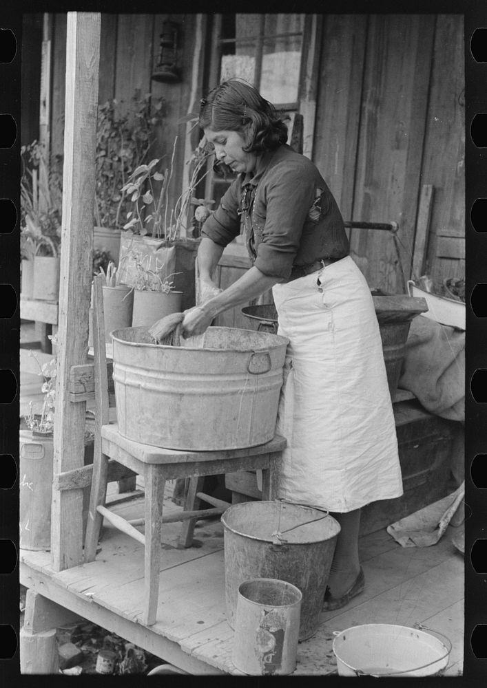 Mexican woman washing clothes, San Antonio, Texas by Russell Lee
