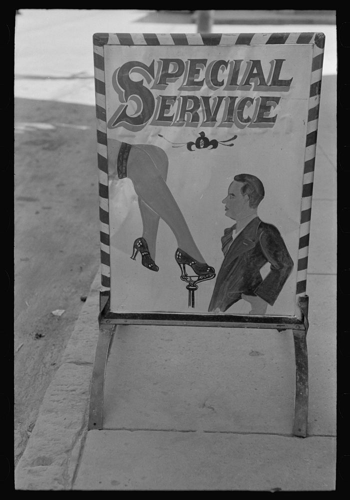 Sign on shoe shine parlor, San Antonio, Texas by Russell Lee