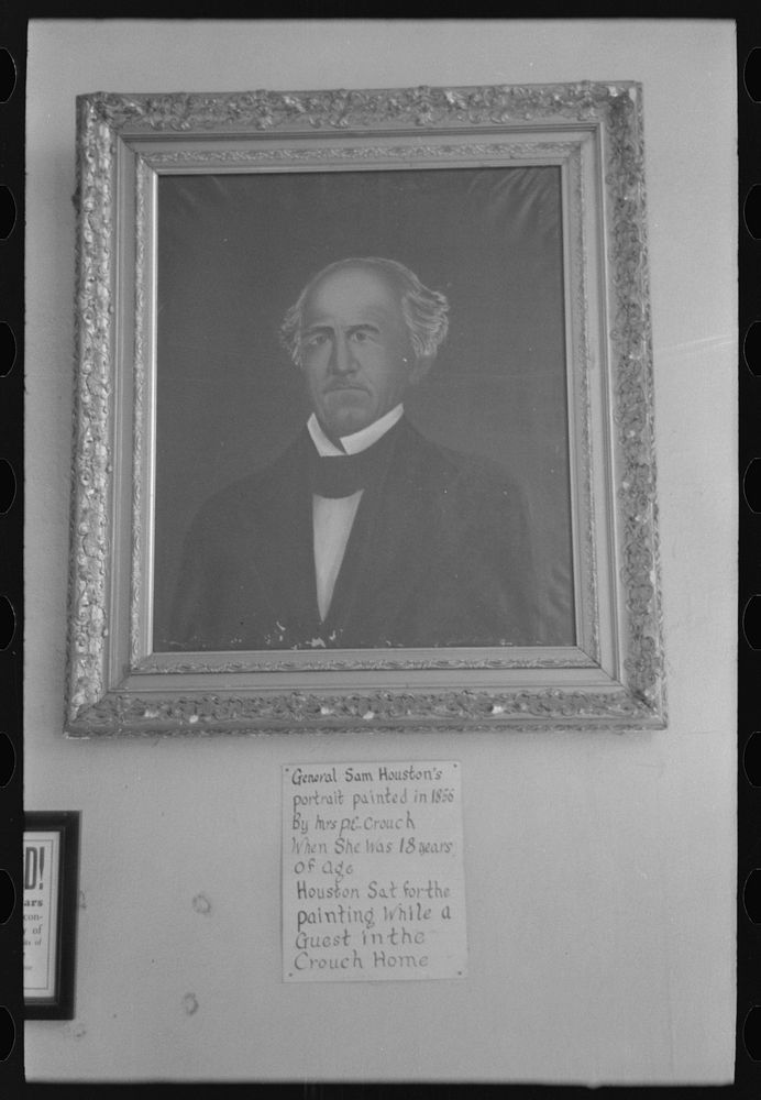 Portrait of Sam Houston in the First National Bank, San Augustine, Texas by Russell Lee