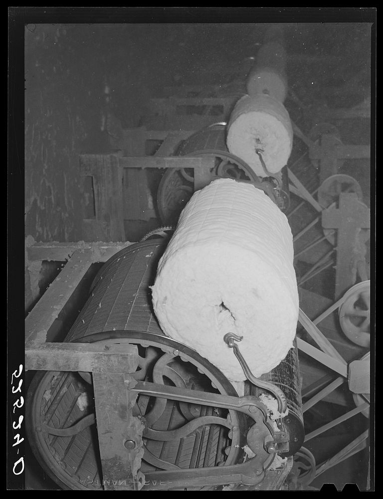 [Untitled photo, possibly related to: Rolls of lint from the cottonseed used in making of ammunitions and various cellulose…
