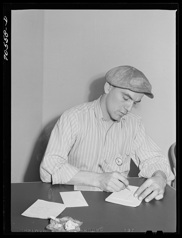 Workman at Navy shipyards at FSA (Farm Security Administration) duration dormitories. Bremerton, Washington by Russell Lee