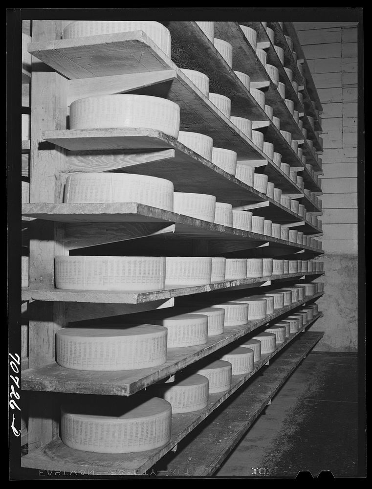 [Untitled photo, possibly related to: Tillamook cheese plant, Tillamook, Oregon. Cheese aging. Cheese made in Tillamook…