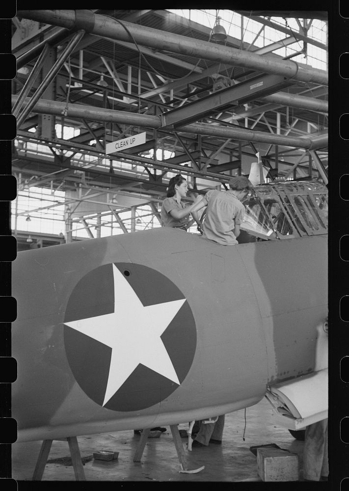Nashville, Tennessee. Vultee Aircraft Company. Final assembly of the Vengeance (V72) bomber. Sourced from the Library of…