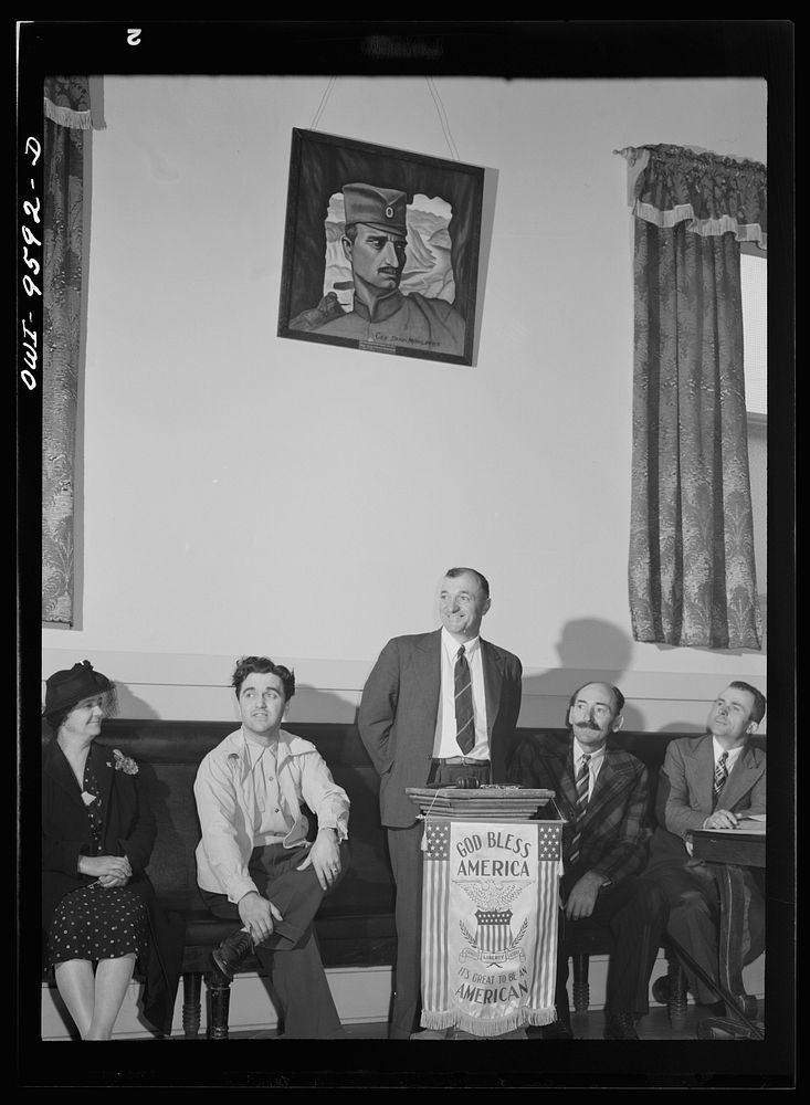 Butte, Montana. Officers of the Serbian-American society at a meeting by Russell Lee