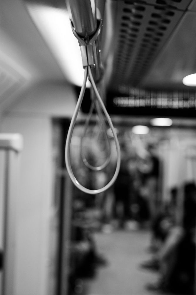 Grab handles on a subway train