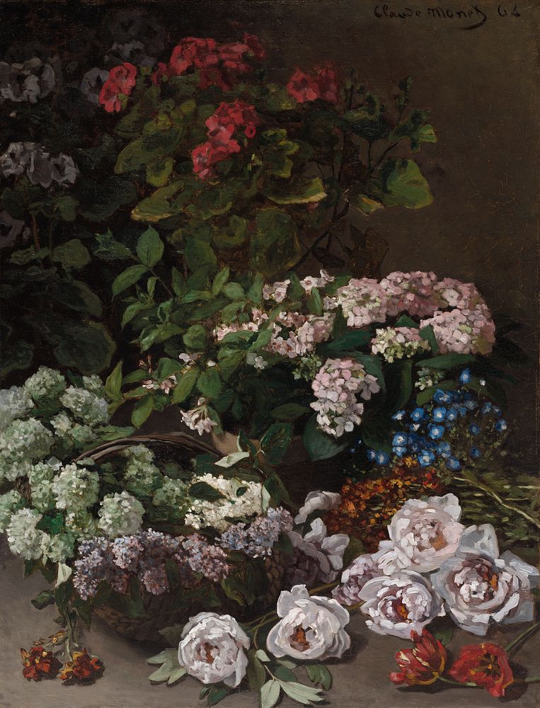 Spring Flowers (1864) by Claude Monet. Original from The Cleveland Museum of Art. Digitally enhanced by rawpixel.