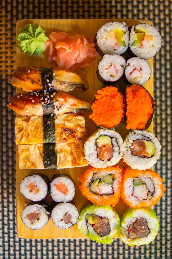 Free sushi plate image, public domain Japanese food CC0 photo.