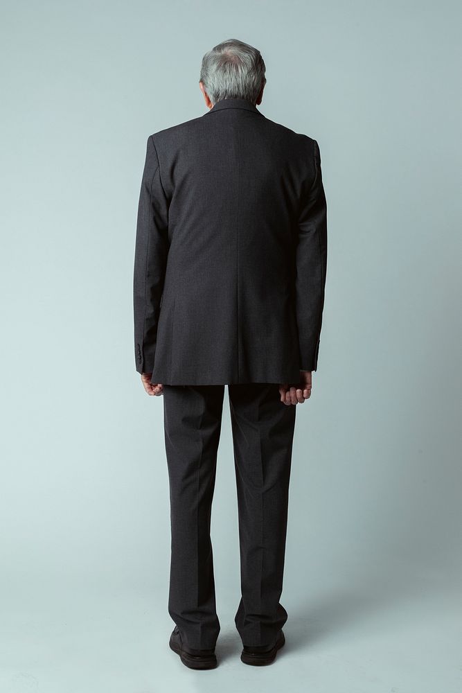 Rear view of a senior businessman in a suit 