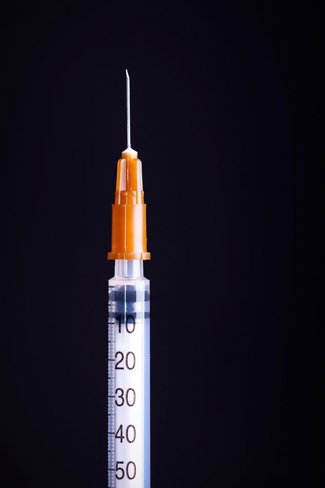 Free orange needle vaccination image, public domain CC0 photo.