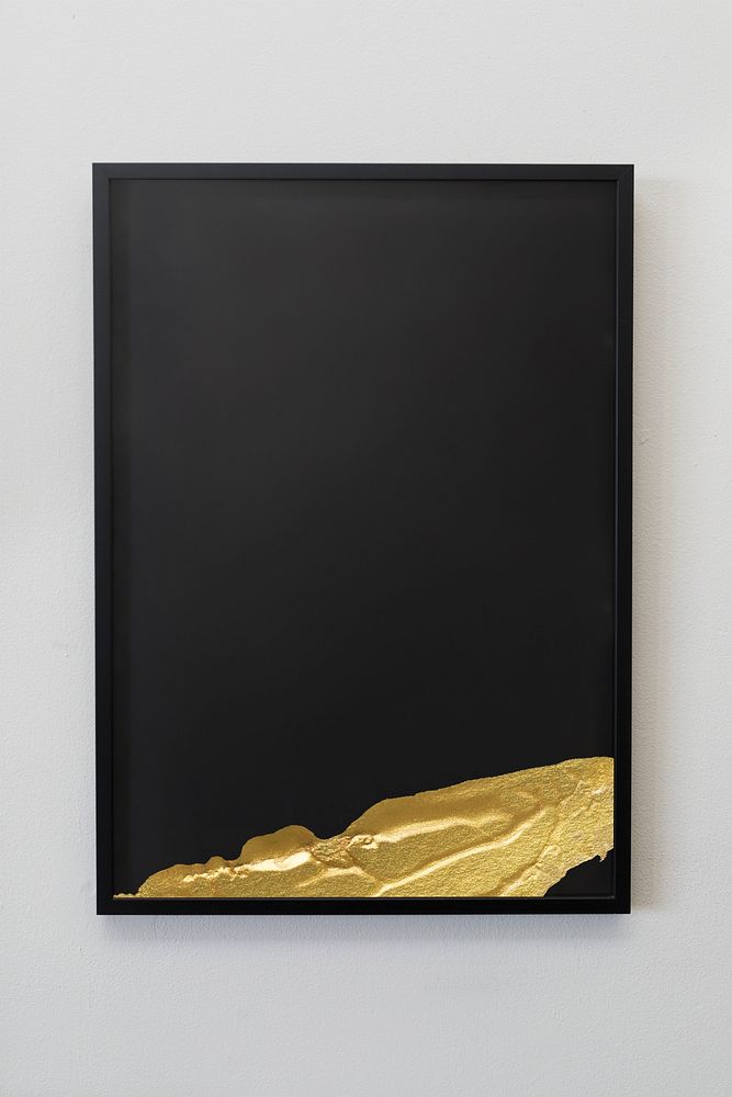 Black frame mockup with gold design 