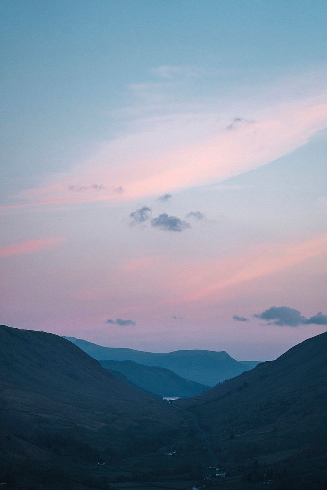 Pastel sky at Loughrigg Fell, the Lake District in England