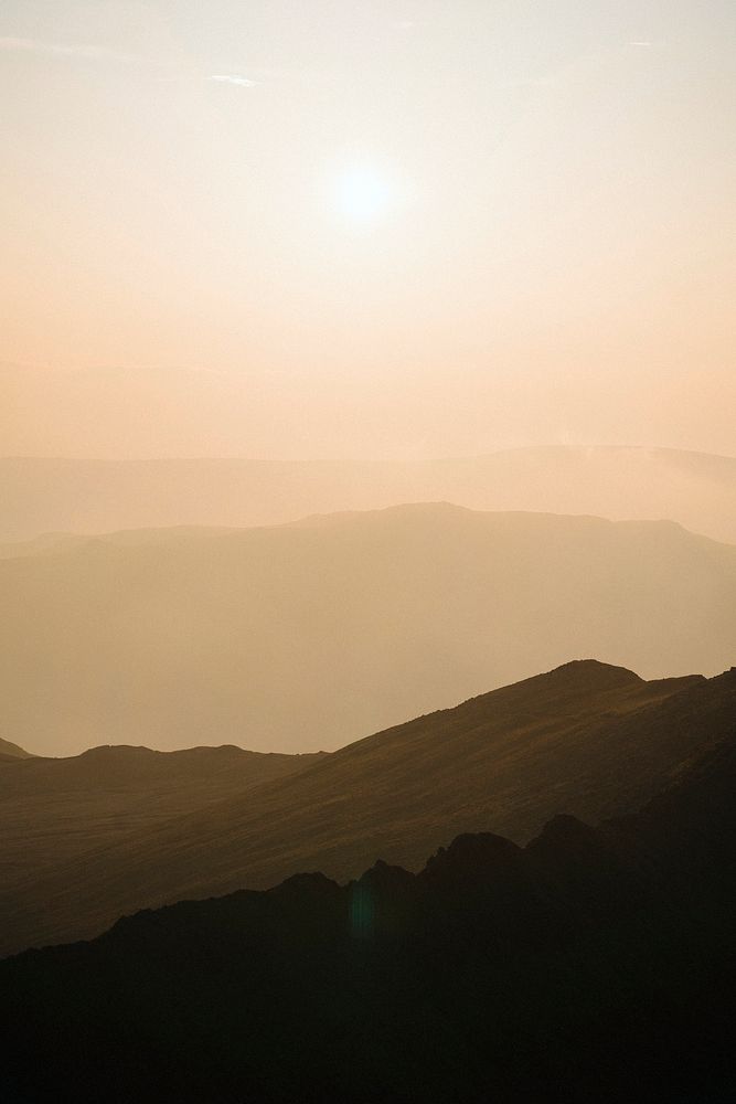 Sunrise view of Helvellyn range at the Lake District in England