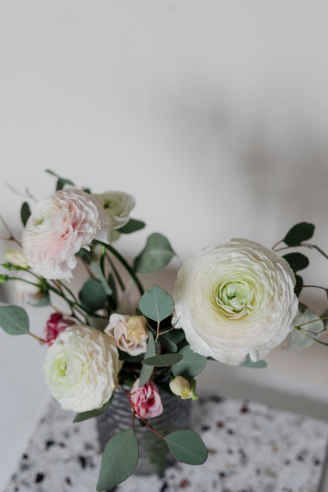 A bouquet of white ranunculus
