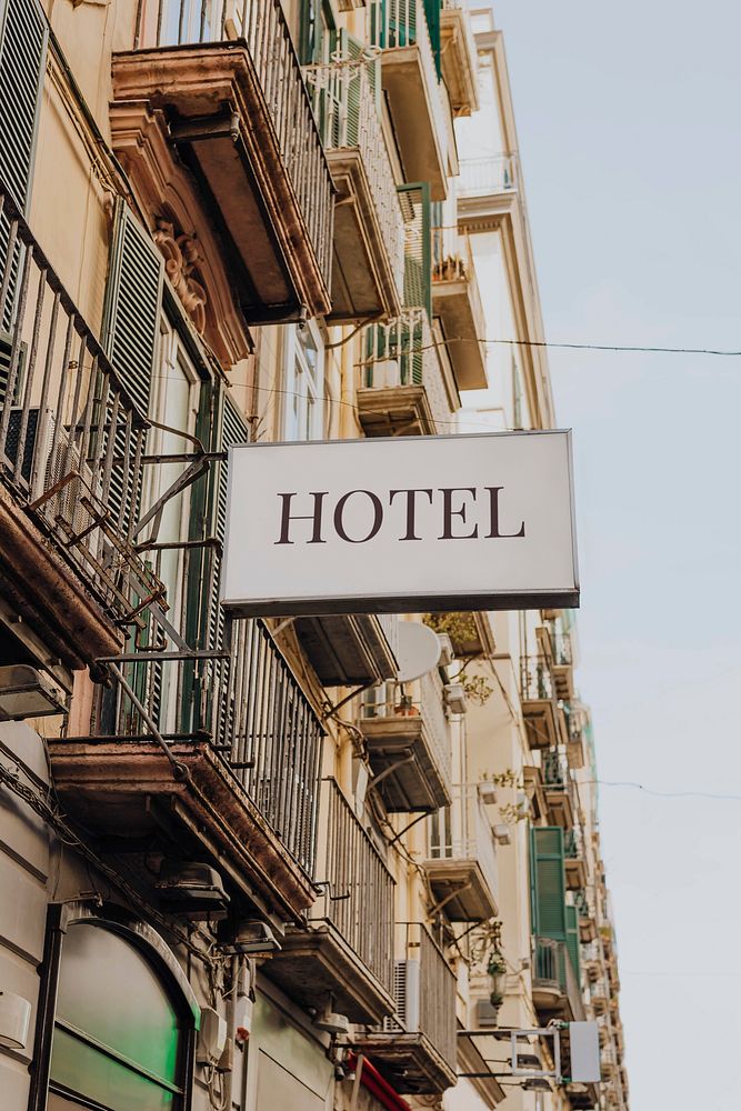 Hotel signboard in Naples, Italy