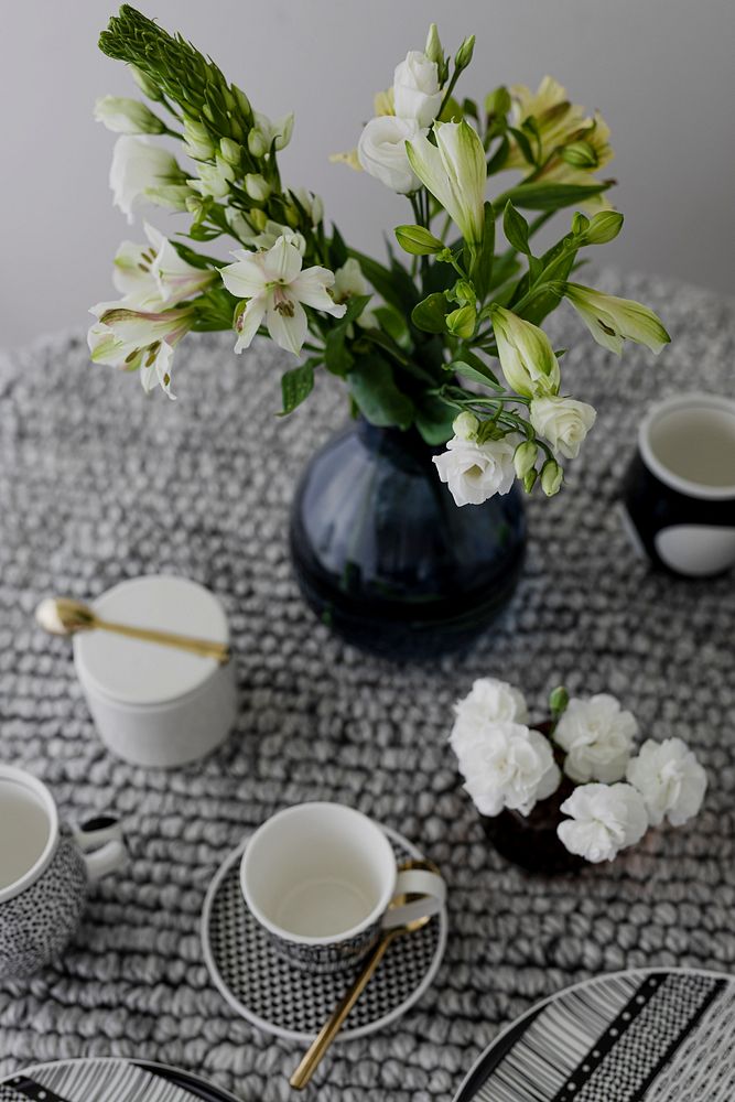 Modern black patterned tableware tea set