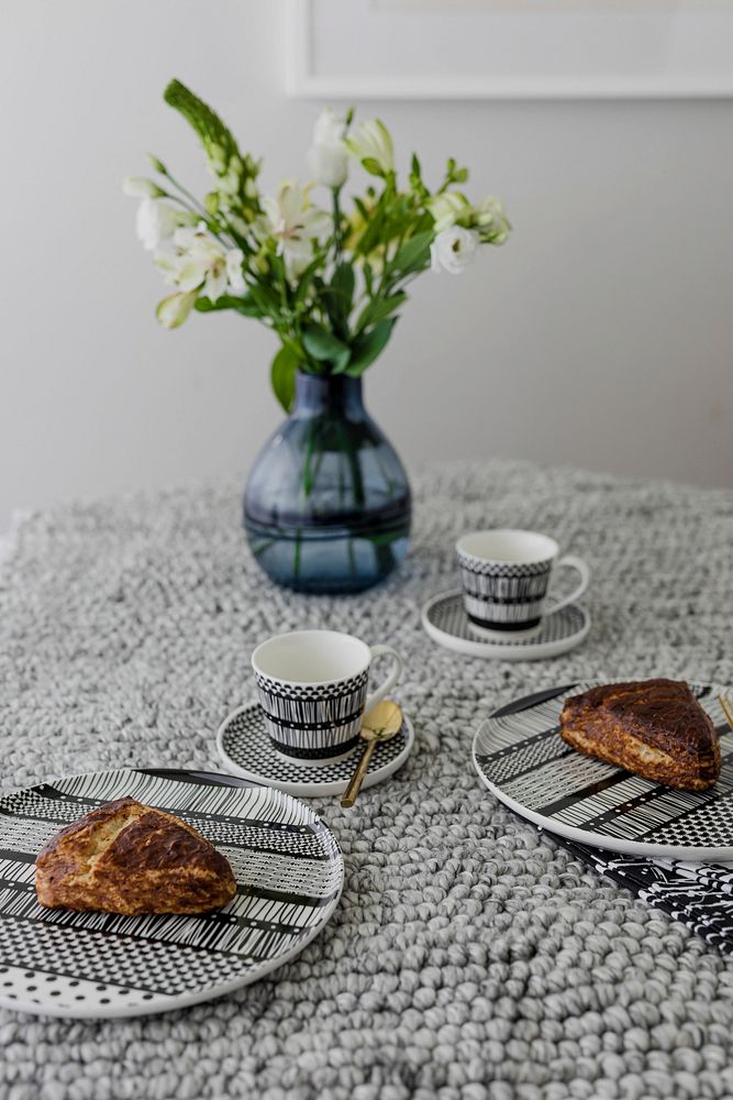 Afternoon tea time with modern patterned tableware tea set