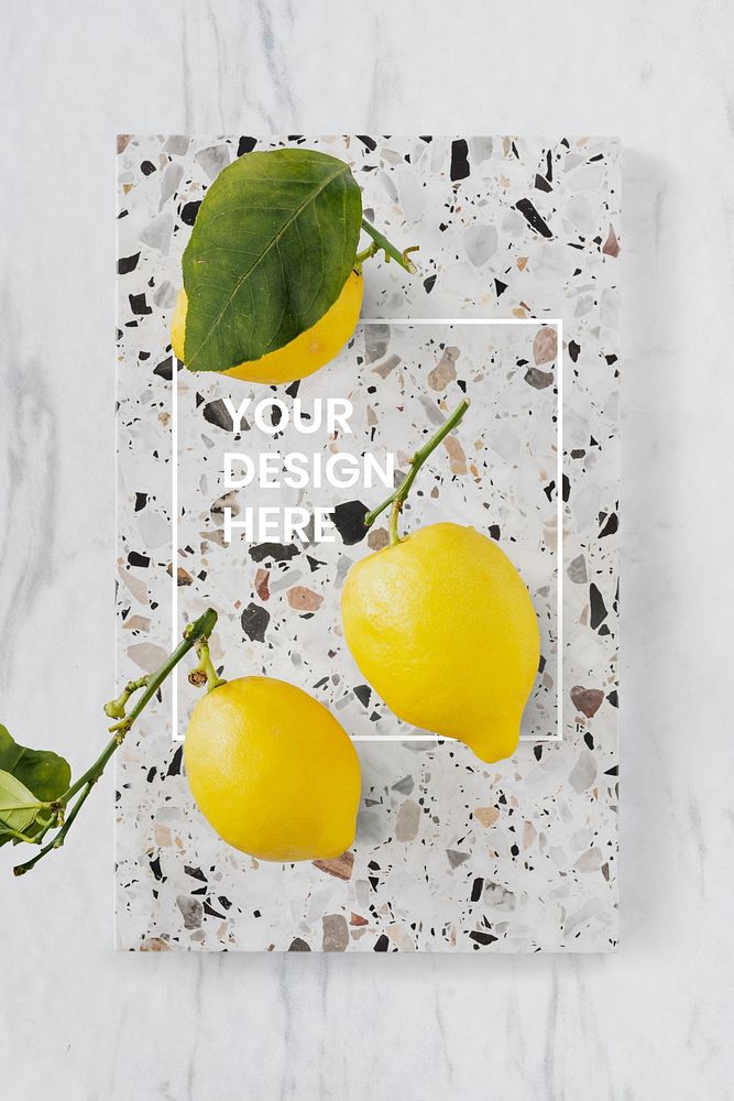 Lemons with marble cutting board mockup