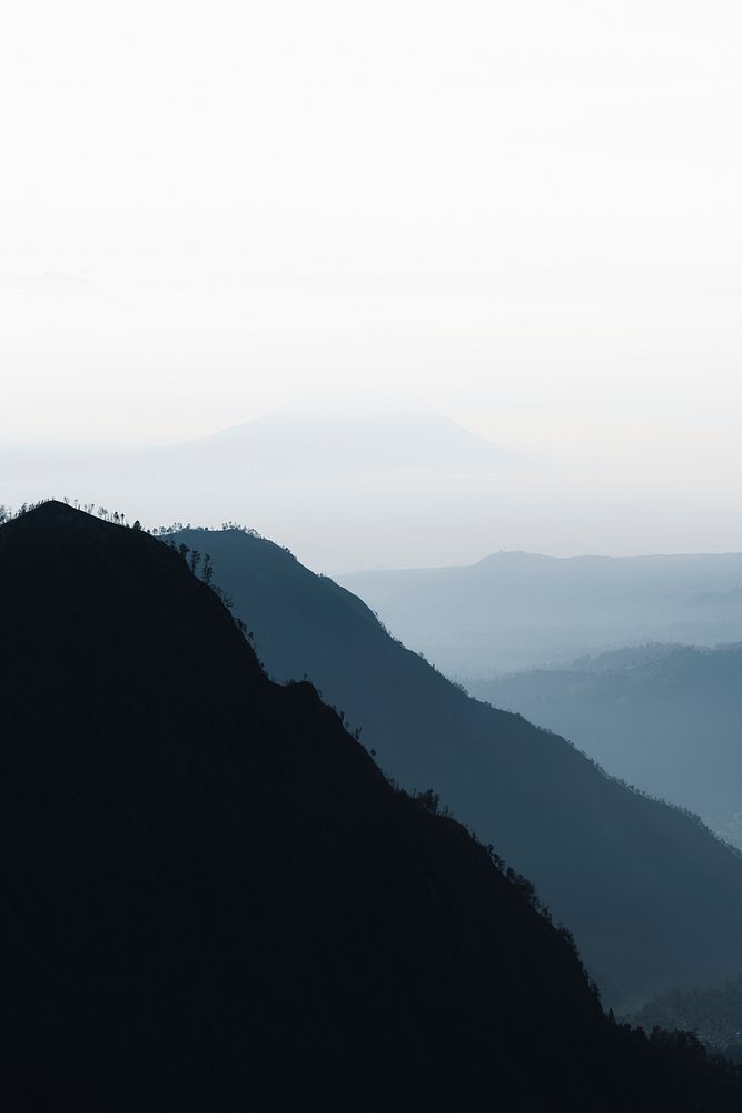 View of silhouette mountains, Indonesia