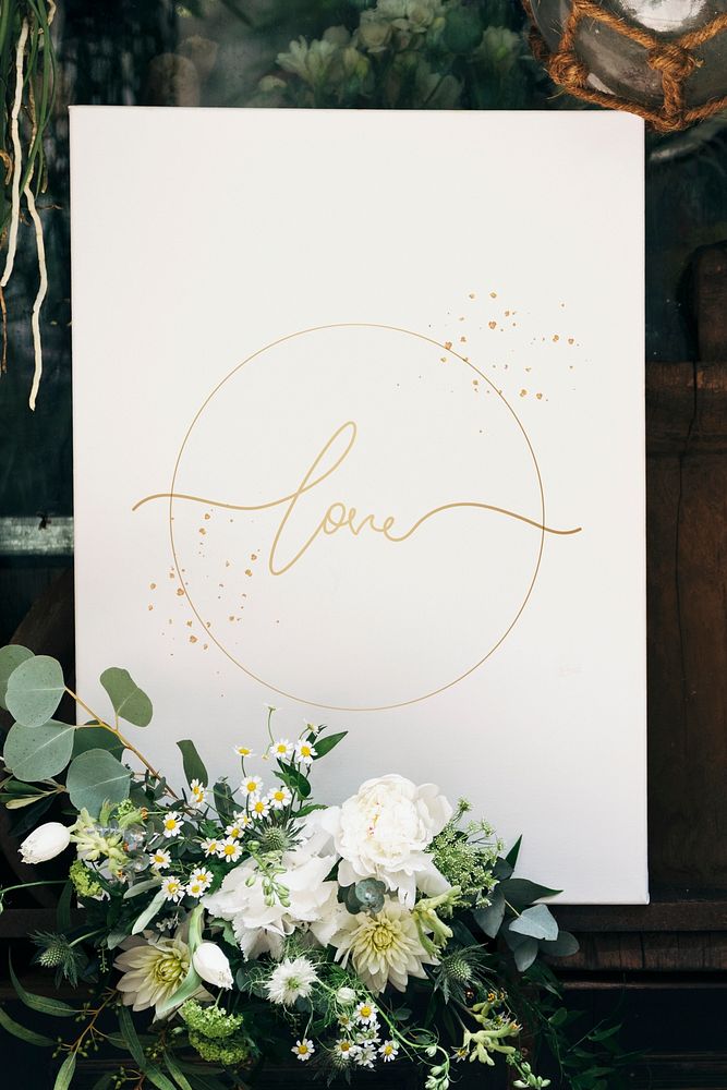 Poster mockup with beautiful white flowers