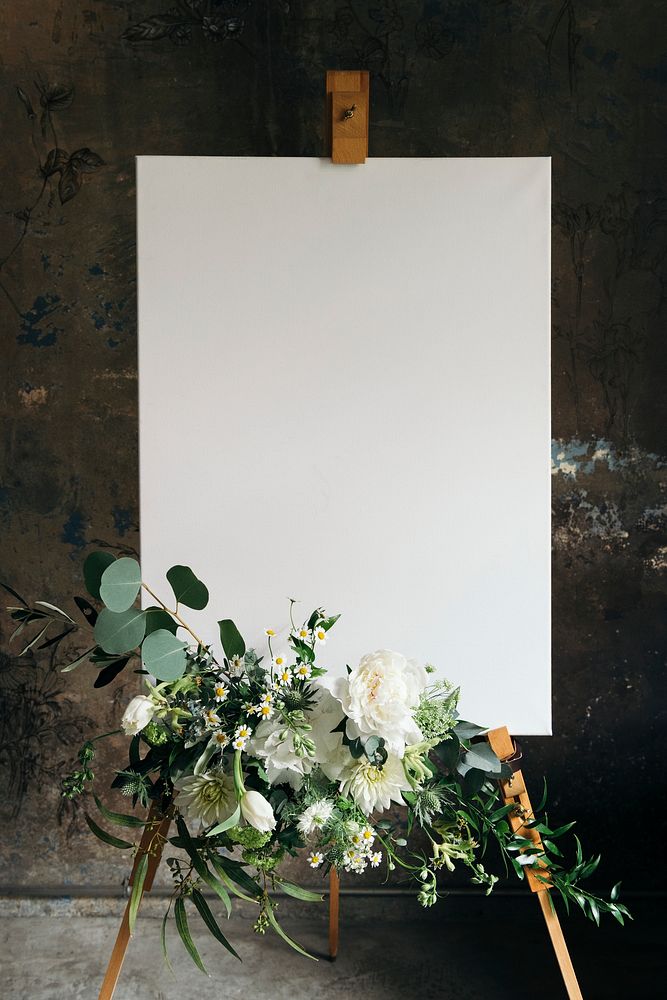 Wedding poster with beautiful white flowers