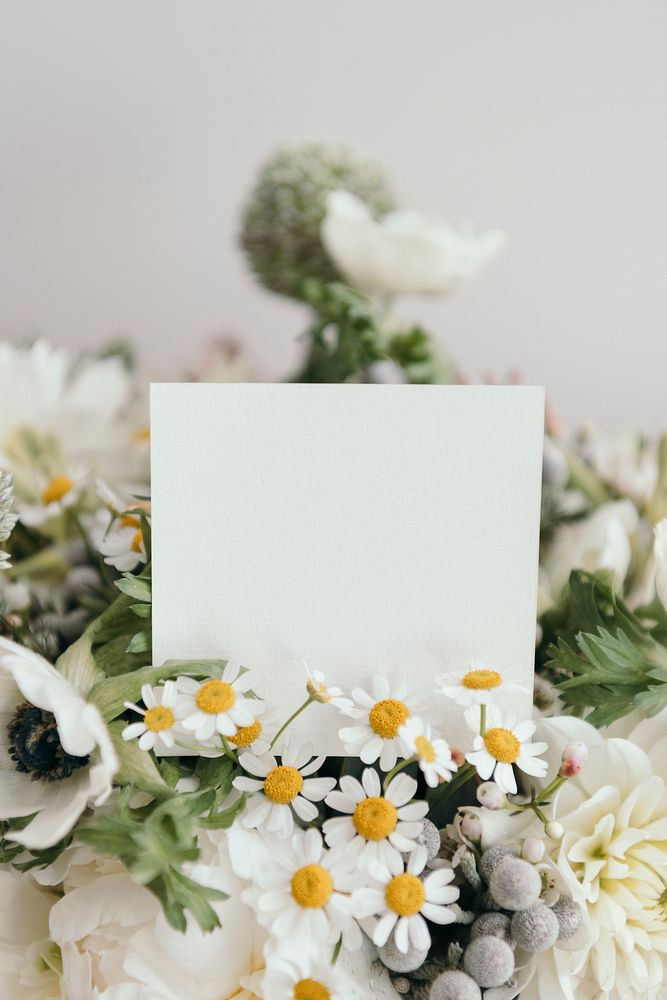 Bouquet White Flowers Blank Card Premium Photo Rawpixel