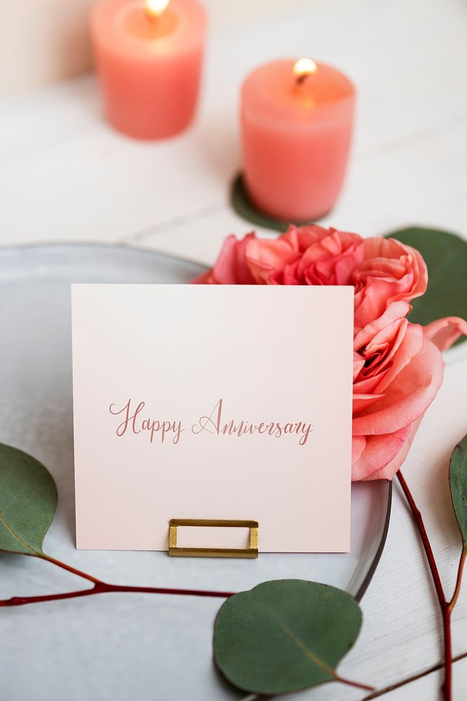 Pink card mockup on a plate with pink rosa romantic vuvuzela