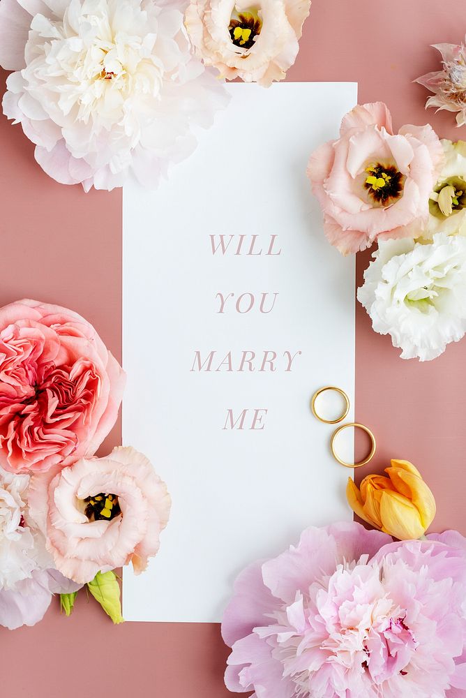 Will you marry me floral banner mockup