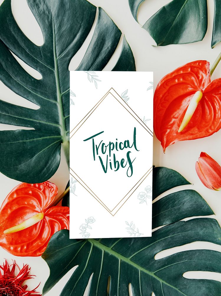 Tropical botanical with a card mockup