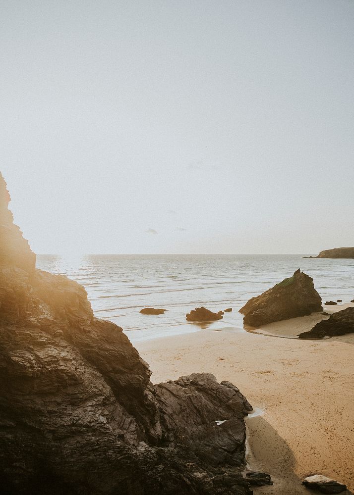 Sunny day at the rocky beach