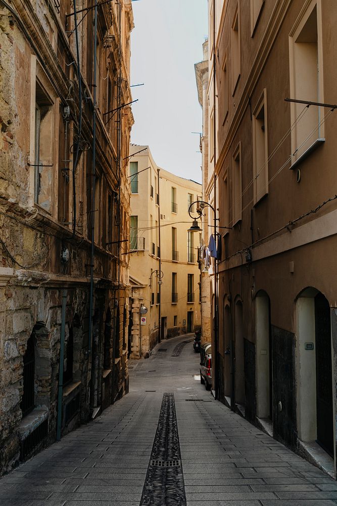 Narrow street in the city of Cagliari, Italy