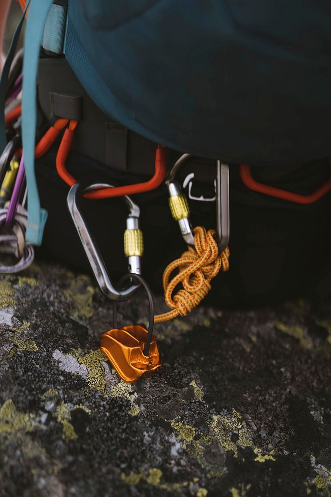 Hiker with belay device around his waist