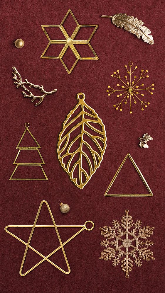 Festive golden Christmas ornament collection