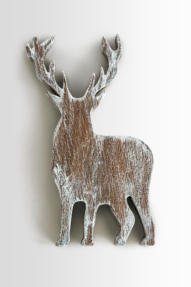 A Christmas wooden deer ornament isolated on gray background