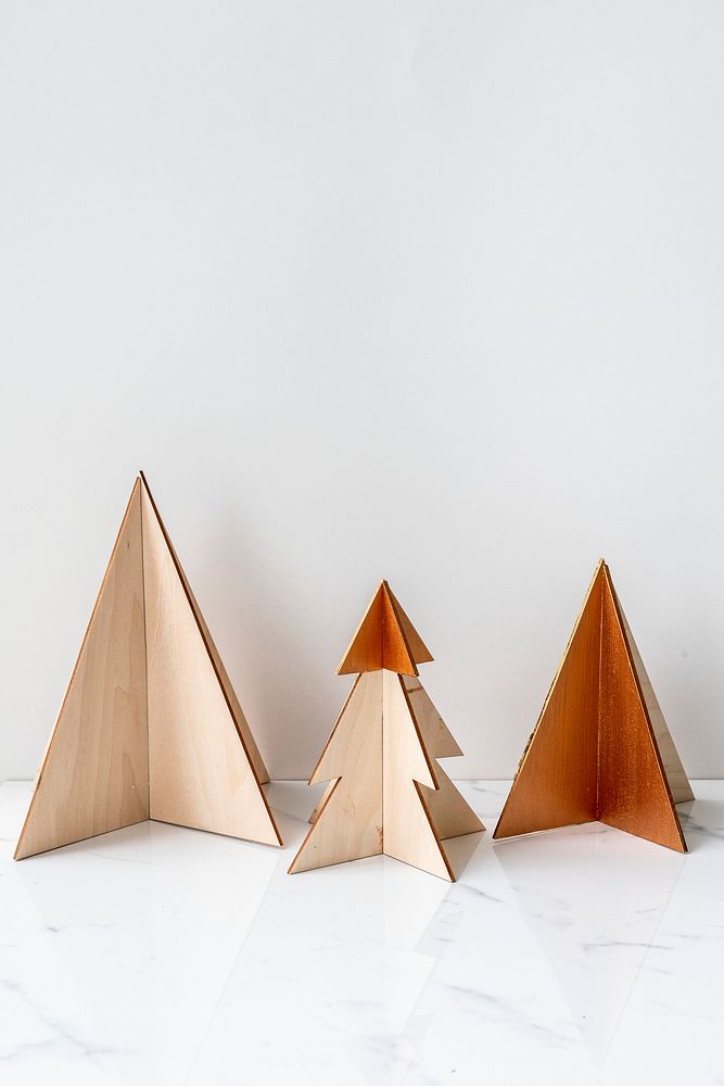 Wooden Christmas tree on a table