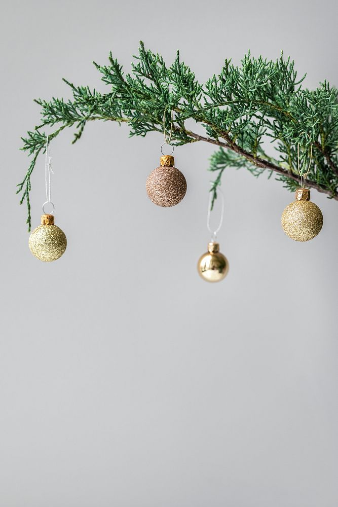 Festive baubles on a Christmas tree