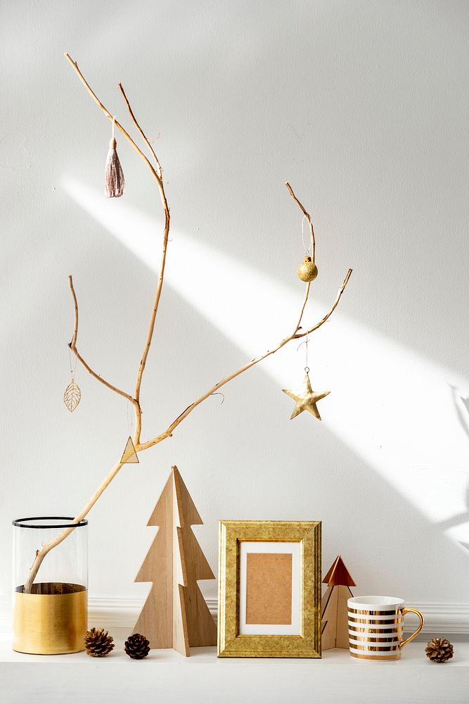 Golden festive Christmas frame decor
