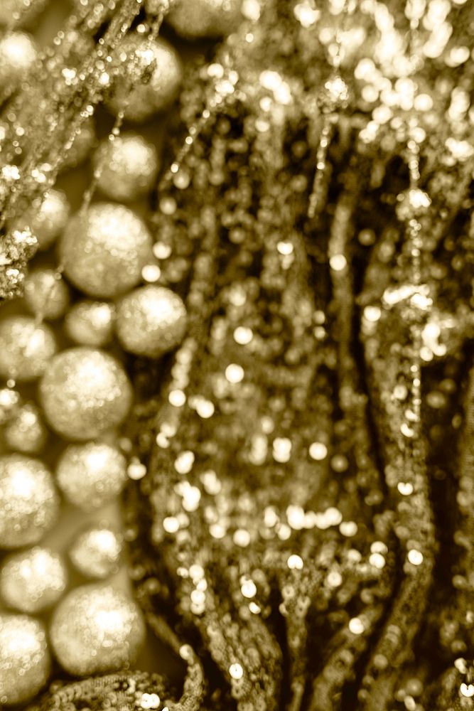 Glitter gold baubles and sequin textile